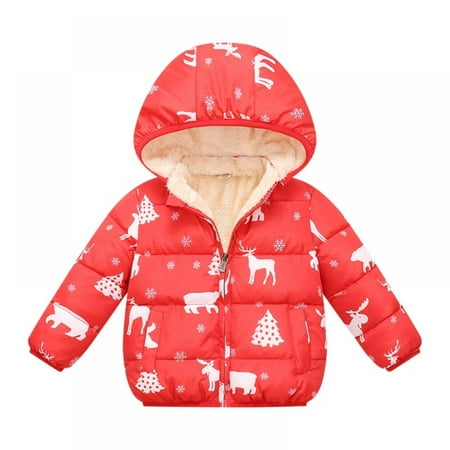 

Baby Girls Boys Winter Fleece Jackets with Hooded Toddler Cotton Dress Warm Lined Coat Outer Clothing