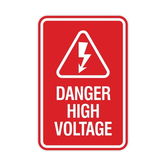 Signs ByLITA Portrait Round Danger high voltage Sign (Red) - Large