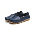 thumbnail image 3 of Frontwalk Womens Flats Leather Loafers Slip On Casual Shoes Walking Breathable Moccasins Women Comfort Nurse Shoe Navy Blue 5, 3 of 5