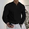 thumbnail image 3 of Men's Casual V-Neck Long Sleeve Tee Shirt Soft Comfortable Lightweight Top Blouse for Spring Winter Seasons, 3 of 4