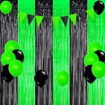 thumbnail image 4 of Green Black Graduation Backdrop 2026, Foil Fringe Curtains for Birthday Party Decorations, Halloween Photo Streamers, Green and Black Theme Party Supplies (3 Pack), 4 of 7