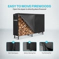 thumbnail image 3 of 6 ft Heavy Duty Firewood Rack Outdoor with Cover, Fire Wood Storage Rack, Log Holder and Cover Combo Set with Zipper, Black, 3 of 7