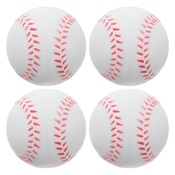 BESTSKY 2026 New 4 Pcs Foam Softball Children'S Sponge Baseball Baby 7.00X7.00X7.00Cm White Foam Baseballs for Kids, Toddlers, Backyard, Play, Training