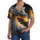 thumbnail image 1 of Balery Golden White Fire Dragon Camisa Casual de Manga Corta con Botones para Hombre, Texturizada, Estilo Cubano, para Playa, Verano-Large, 1 of 5
