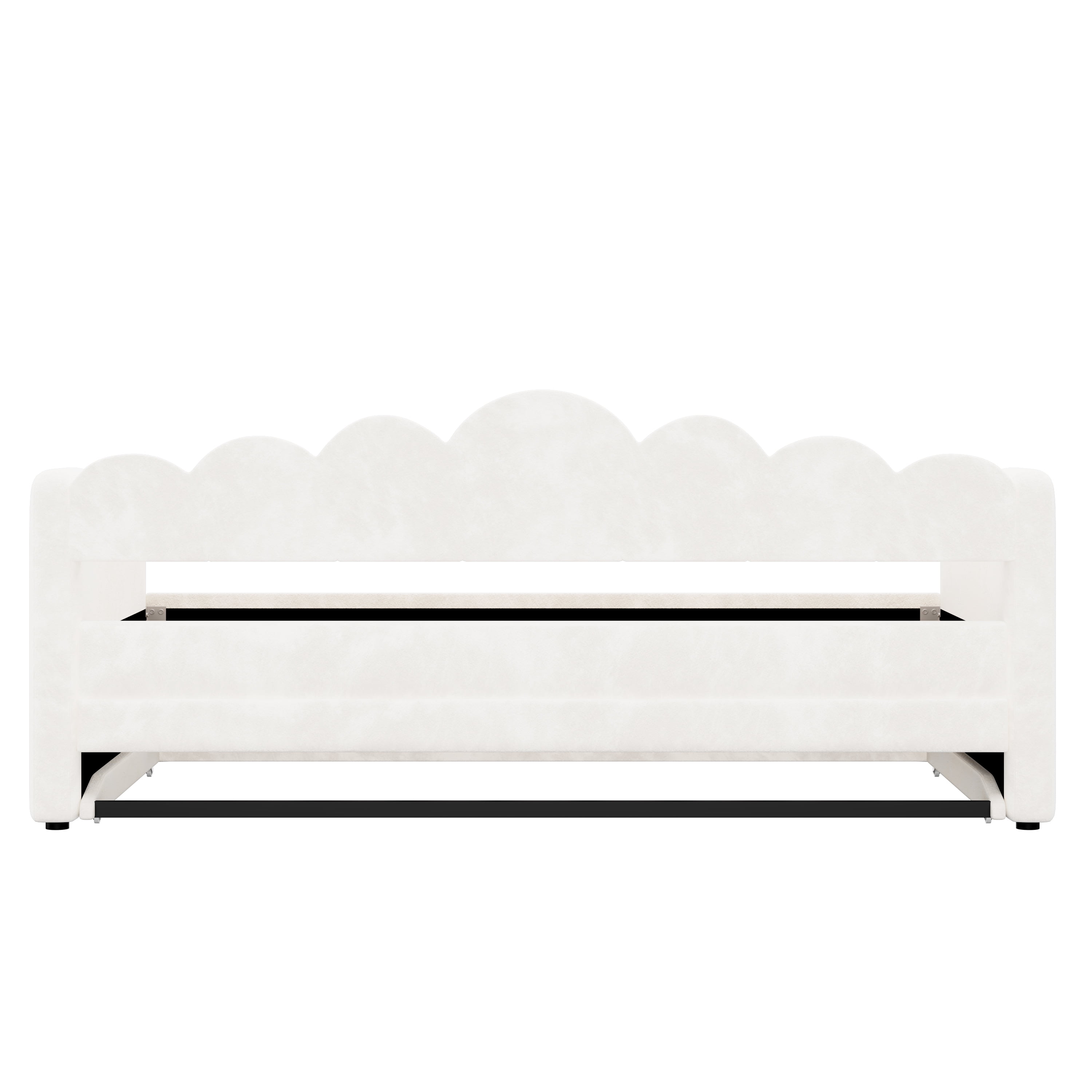 Euroco Upholstery Twin XL Daybed with Trundle and LED Light, Convertible Trundle Bed, White