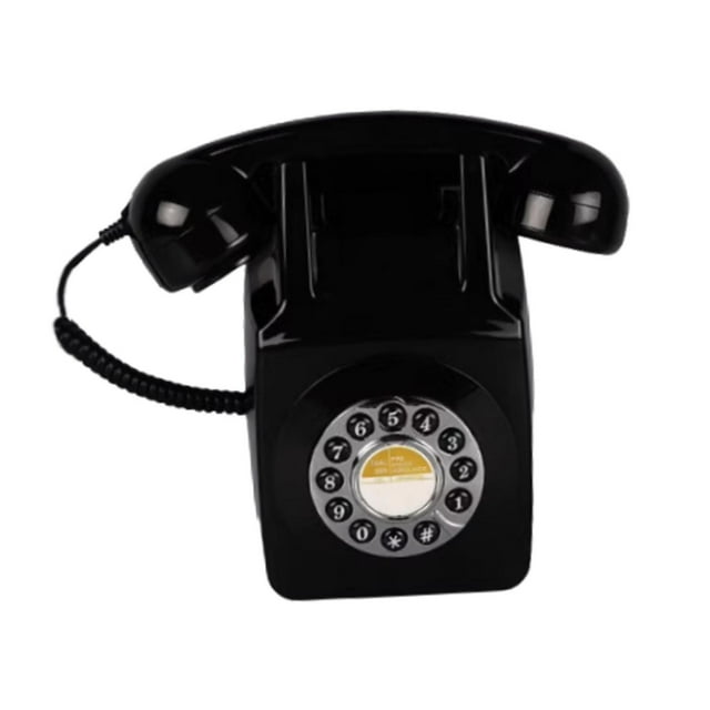 Teléfono con cable para barra, estilo rústico, para cumpleaños, cafetería, teléfono fijo retro, montaje en pared Negro