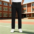 thumbnail image 5 of Kids School Uniform Pants Boys's Straight Chino Pants Classic Flat Front 5-15Y Solid Color Button Zip Trousers with Pockets Back to School Casual Daily Wear Kids Pants, 5 of 9