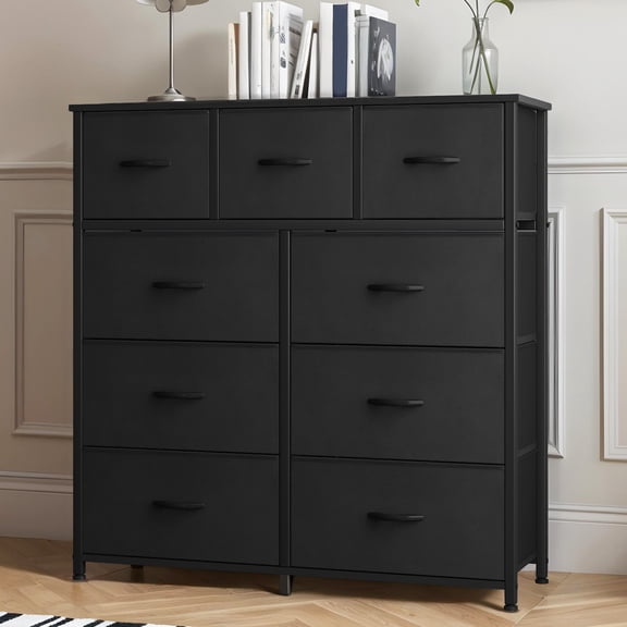 ModFusion 9-Drawer Fabric Dresser with Storage for Bedroom, Living Room & Closets, Black, for Adults