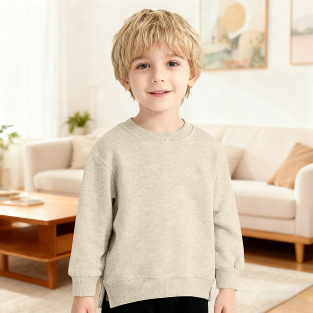Chandail Décontracté pour Garçons et Filles, Doux, à Enfiler, pour Enfants, Confortable, Col Rond, pour Jeu Quotidien et École