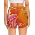thumbnail image 4 of Uemuo Orange Flower Psychedelic Pattern Women's Athletic Shorts High Waisted Running Shorts with Liner Pockets Gym Elastic Workout Shorts-Medium, 4 of 9