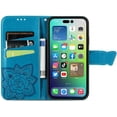 thumbnail image 2 of Compatible with iPhone 14 Case Glitter Bling with Card Holder and Stand Leather Flip Wallet Diamond Butterfly Protective Case for iPhone 14 6.1 inch Crystal Blue, 2 of 14