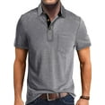 thumbnail image 1 of Tenmix Mens Short Sleeve T Shirts Classic Fit Polo Shirt Lapel Neck Work Summer Tops Button Blouse Light Gray M, 1 of 1