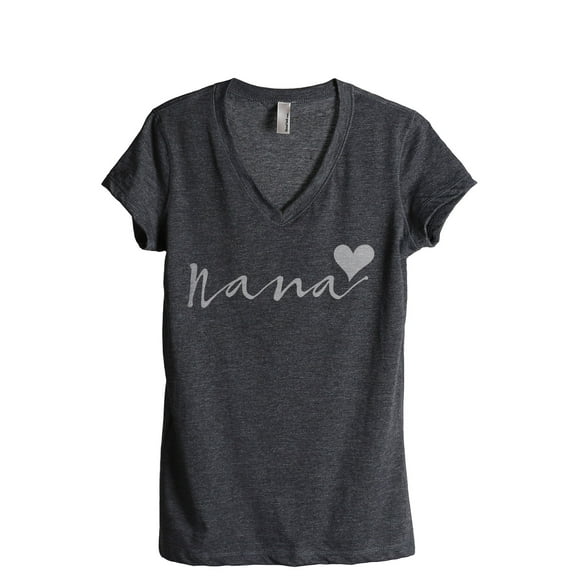 Nana Heart Women's Fashion Relaxed V-Neck T-Shirt Tee Charcoal Grey X-Large