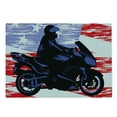 thumbnail image 2 of Teen Room Cutting Board, Man on Motorcycle Riding American Flag Backdrop National United States Grunge, Decorative Tempered Glass Cutting and Serving Board, Large Size, Multicolor, by Ambesonne, 2 of 5