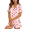 thumbnail image 6 of Cutuoiiu Women's Casual 2-Piece Pajama Set Notch Collar Button Down Short Sleeve Top with Pocket & Ruffled Hem Shorts Breathable Fabric for Loungewear & Sleepwear Gifts, 6 of 7