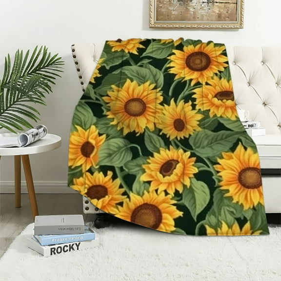 BCIIG Sunflower Blanket Sunflower Gifts Fleece Throw Floral Plush Print for Adult Women Men Boys Friend Girls Soft Lightweight Bedroom Sunflower Decorations Sunflower Decor Travel All Season 40x50in