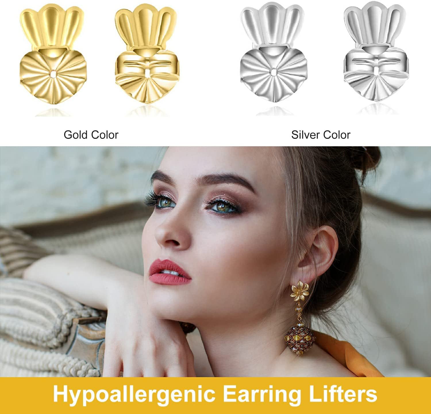 3 Pairs Earring Lifters,hypoallergenic Earring Backs For Droopy Ears,adjustable  Crown Ea