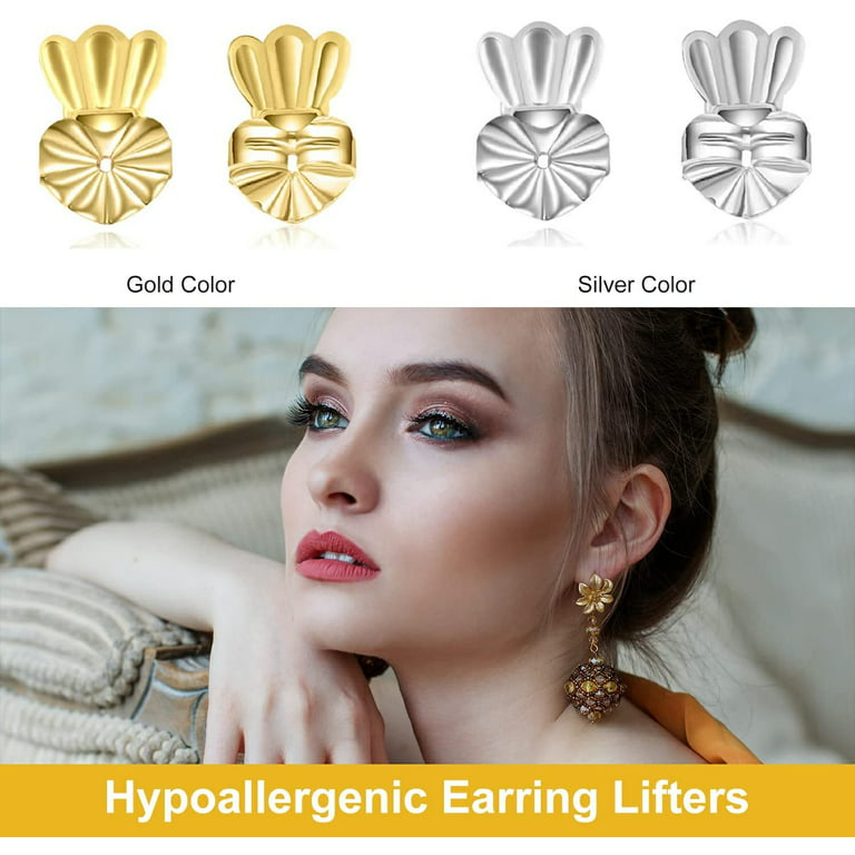 Magic Earring Backs,3 Pairs Of Adjustable Hypoallergenic Earing Backs  Lifts,easy To Use Back Earrings For Ear Lobe Lifter(1 Pairs Of Silver, 1  Pairs O