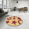 thumbnail image 4 of Ahgly Company Machine Washable Indoor Round Transitional Grapefruit Red Area Rugs, 4' Round, 4 of 7