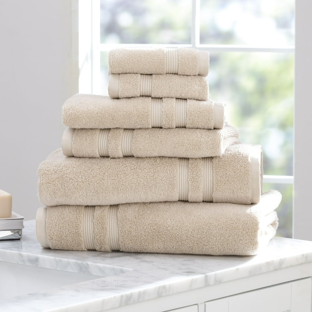 Mainstays Performance Solid 6Piece Bath Towel Set Papyrus Beige