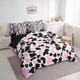thumbnail image 3 of Manfei Milk Cattle Print 7pcs Bedding Comforter Set,Rustic Farm Animal Queen Bedding Sets,Pink White Black Queen Sheet Sets For Teens,Luxury Bedroom Decor Reversible, 3 of 8