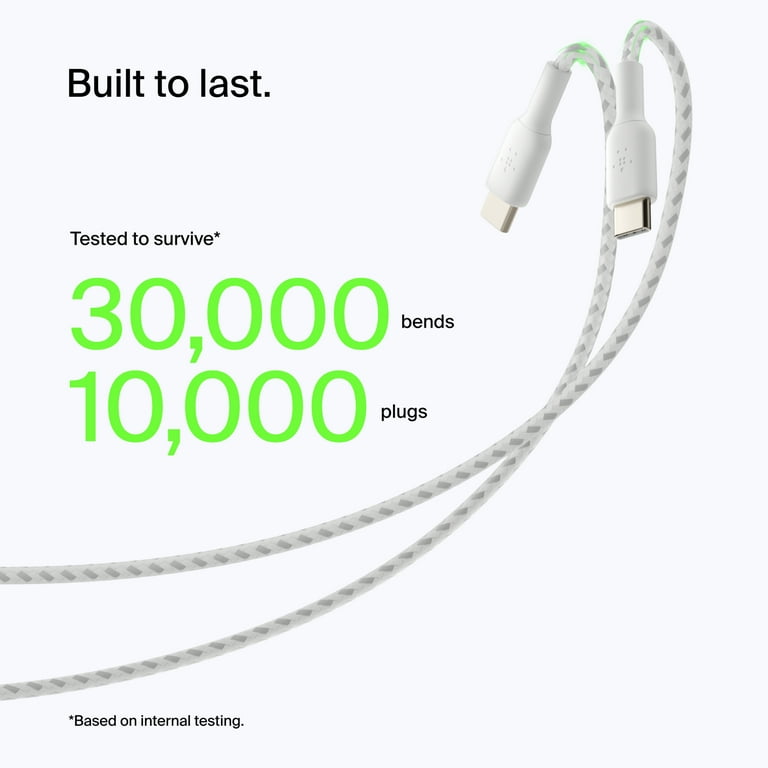 BOOST CHARGE Braided Apple Lightning to USB-C ChargeSync Cable, 3.3 ft, White BOOST CHARGE Braided Apple Lightning to USB-C ChargeSync Cable, 3.3 ft, White