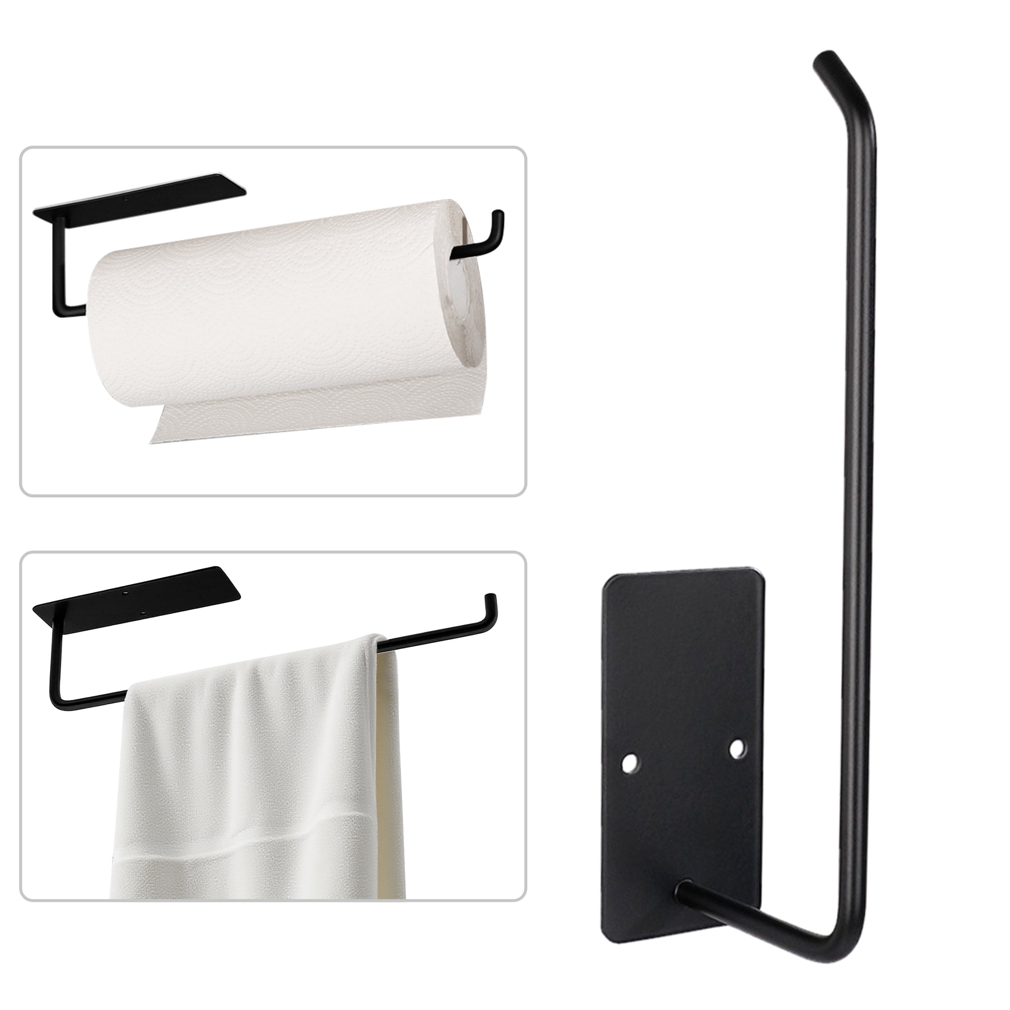 Self-Adhesive Toilet Paper Holder – Space Aluminum, No Drill – Wall Mount For Bathroom, Kitchen, Under Cabinet