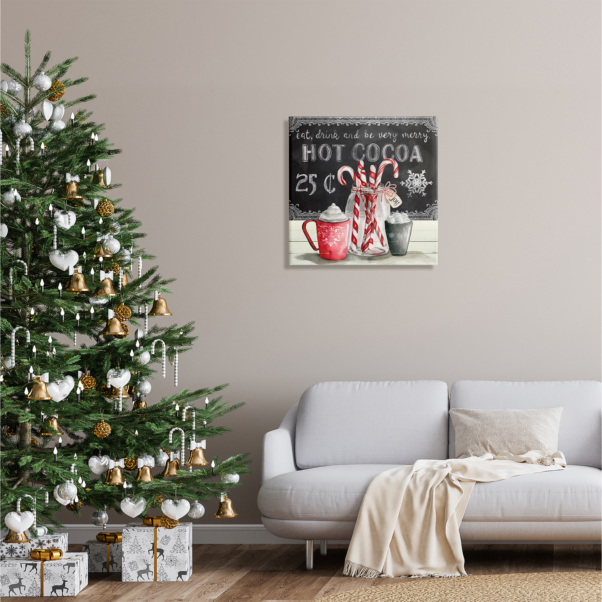 Stupell Industries Cocoa & Candy Canes Holiday Painting Gallery Wrapped Canvas Print Wall Art, 24 x 24