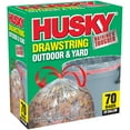 Husky Heavy Duty Plastic Garbage Sacks, 39 Gal Drawstring Clear Yard