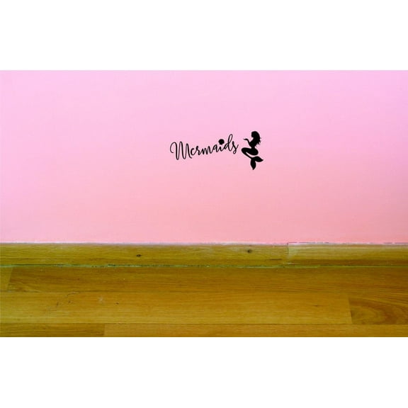 Custom Decals Mermaids Wall Art Size: 8 X 20 Inches Color: Black