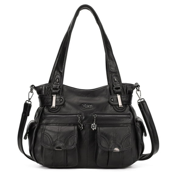 KL928 Hobo Bag for Women Multi Pockets Handbags Large Capacity Leather Purse for Daily Life and Work,Black