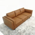 thumbnail image 6 of Mid Century Modern Genuine Leather 3-Seater Sofa (90.40×35.40×32.30in) for Living Room, 6 of 8