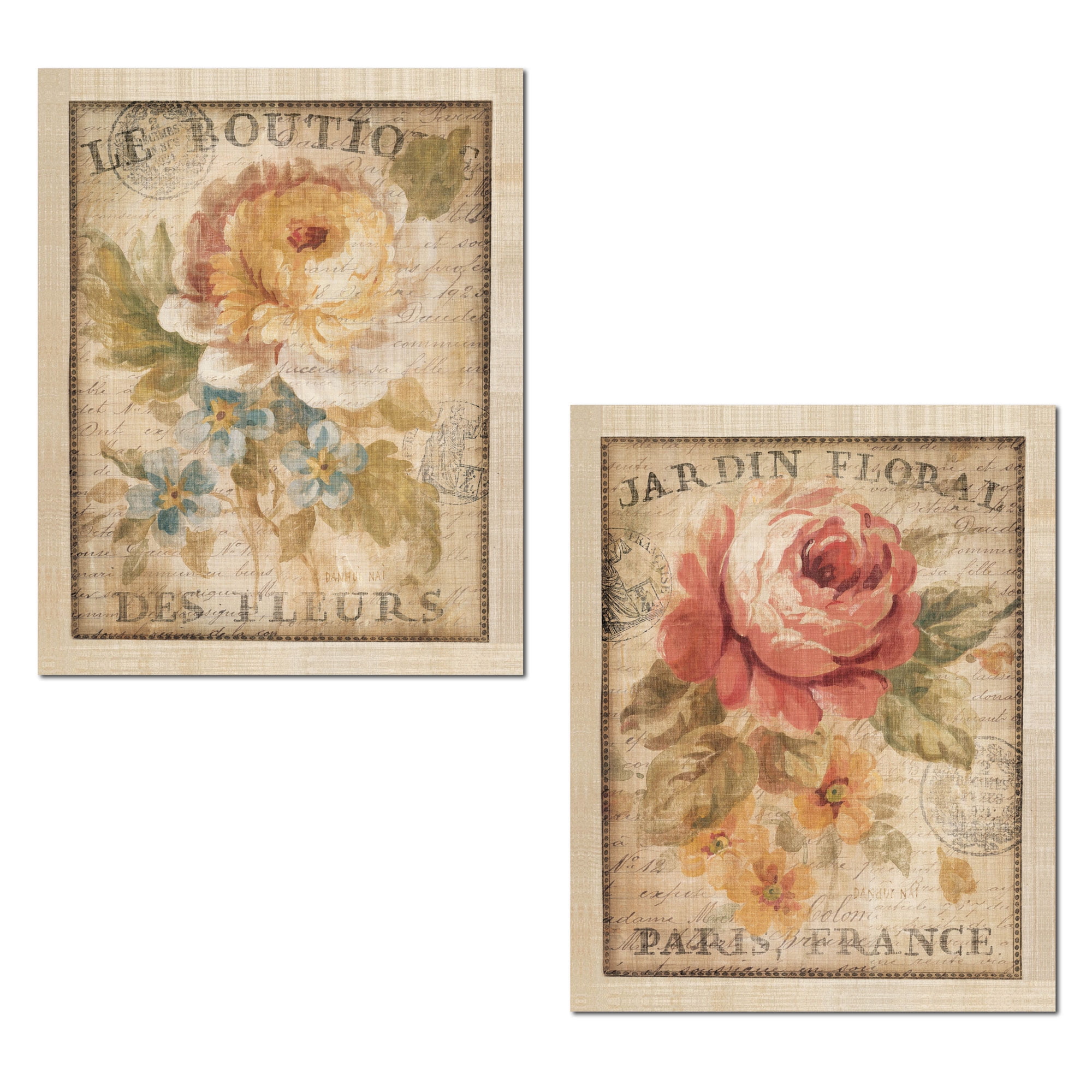 Beautiful Vintage Paris, France Floral Set by Danhui Nai; Two 11x14in