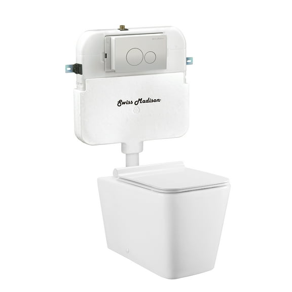 Bastille Back to Wall Concealed Tank Toilet Bowl Bundle in Glossy White