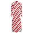 thumbnail image 6 of 2024 Red And White Striped Casual Dress Straight Lines Street Wear Dresses Long Sleeve Cute Lady V Neck Custom Oversize Chiffon Dress, 6 of 7