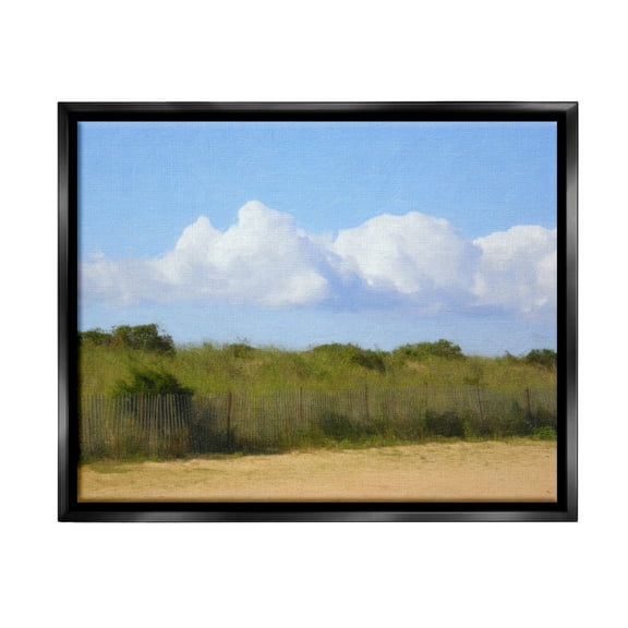 Stupell Industries Vast Pasture with Clouds Landscape Painting Black Floater Framed Canvas Art Print Wall Art, 21 x 17