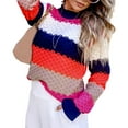 thumbnail image 2 of Gvmfive Women's Striped Color Block Round Neck Pullover Long Sleeve Casual Sweater, 2 of 4