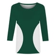 thumbnail image 7 of Womens Color Block Tops 3/4 Sleeve Shirts Crew Neck Slim Fit Shirts Spring Fashion Breathable Blouses Casual Blouses Shirts Beach Vacation Fall Clothes 2026, 7 of 7