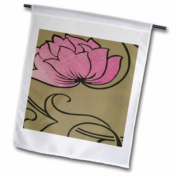 3dRose, Image of Art Nouveau Bold Fuchsia And Taupe Flower, 12 x 18 inch Garden Flag