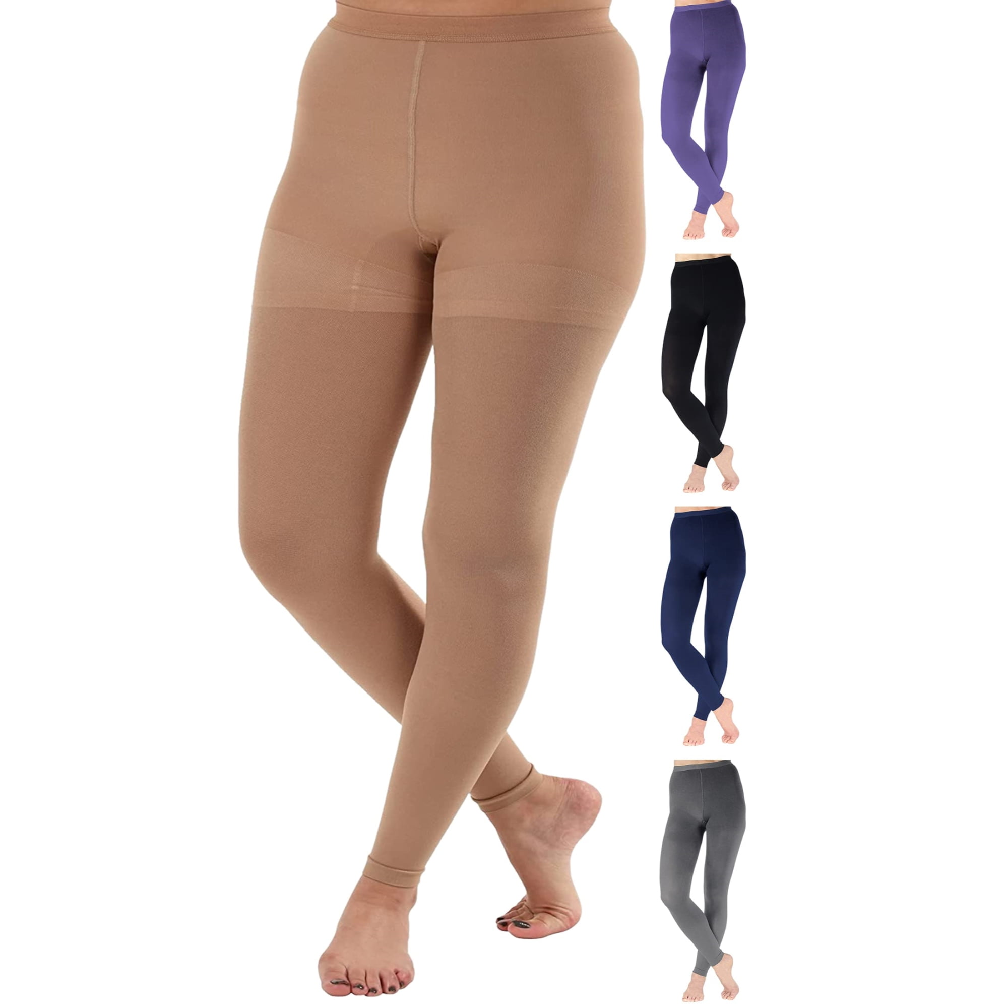 3XL Plus Size Womens Footless Compression Tights 20-30mmHg - Beige,  3X-Large 