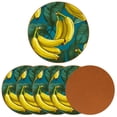 thumbnail image 2 of Banana 6PCS Microfiber Leather Round Coasters Set, 11x11 cm/4.3x4.3 in - Drink Coasters for Table, Stylish and Absorbent Cork Backing, Easy to Clean and Durable Mats for Home, 2 of 6