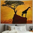 thumbnail image 2 of Nawypu  African Tapestry, Savannah Map Continent Giraffe and Tree Silhouette Wild Design Illustration, Wide Wall Hanging for Bedroom Living Room Dorm, Orange Brown, 2 of 6