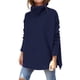 thumbnail image 2 of Suéteres de Cuello Alto de Gran Tamaño para Mujer, Larga de Murciélago, Dobladillo Abierto, Túnica, Suéter de Punto, Tops Azul Real L, 2 of 7