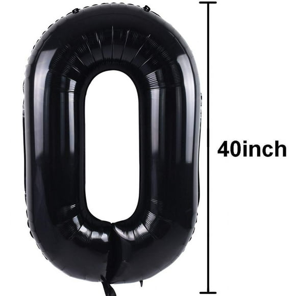 TONIFUL 40 Inch Black Large Numbers Balloons 0-9,Number 0 Digital 0 Helium Balloons,Foil Mylar Big Number Balloons for Birthday Party supplies Decorations