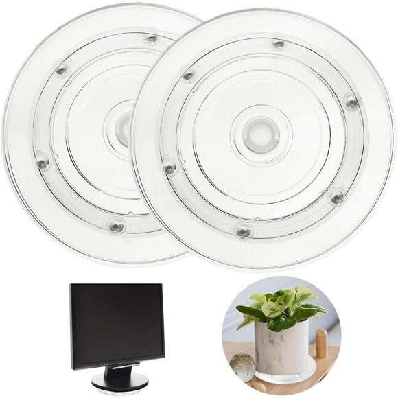 2 Pieces Turntable, 15cm Universal 360° Rotating Turntable Stand, Transparent Round Swivel Turntable Manual Turntable with Steel Ball Bearings for TV Computer Craft