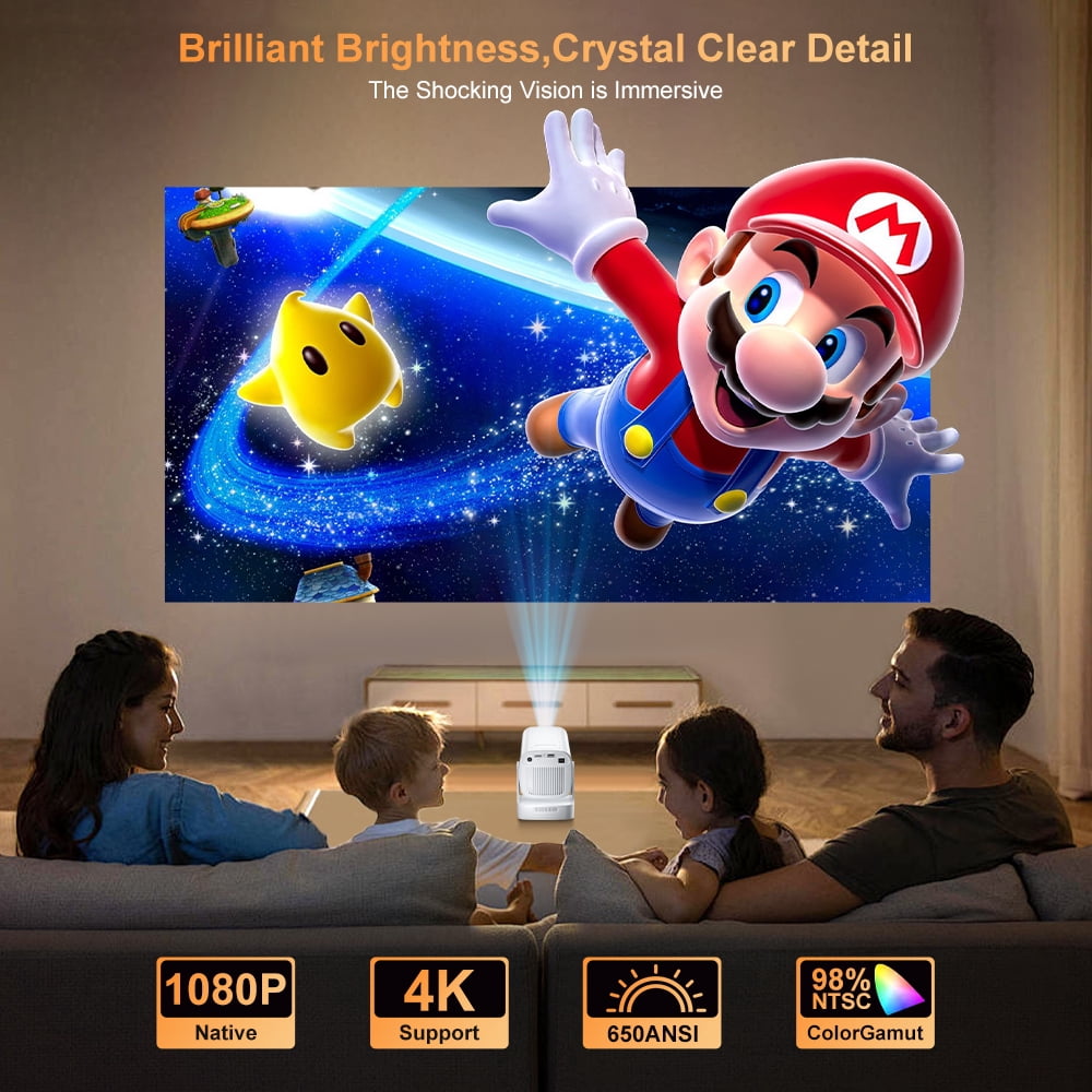 Salange Short Throw 1080p Full HD LCD Multimedia Projector Outdoor Home Theater with WiFi and Bluetooth
