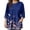Dark Blue003, variant on Womens Plus Size Tops Loose Fit 3/4 Length Shirt Crewneck Print Blouses 2026 Summer Cotton Clothes,Blue 4XL
