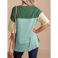 thumbnail image 3 of XCHQRTI Women's Color Block Tshirt Drop Shoulder Oversized Blouse Dressy Casual Work Outfits, 3 of 9