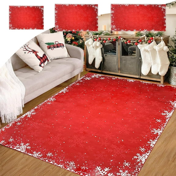 Xuniizn Christmas Door Mat Xmas Welcome Christmas Mat Non-Slip and Washable Winter Doormat Rubber Back Snowflakes Door Mat Rugs for Indoor Outdoor, Christmas Decorations for Home