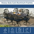 thumbnail image 6 of 9-Piece Patio Cast Aluminum Dining Set, Outdoor Dining Furniture Set for 8 Person, includes 84" Oval Table and 8 Swivel Dining Chairs with Umbrella Hole for Patio Deck Garden, Navy Blue, 6 of 8